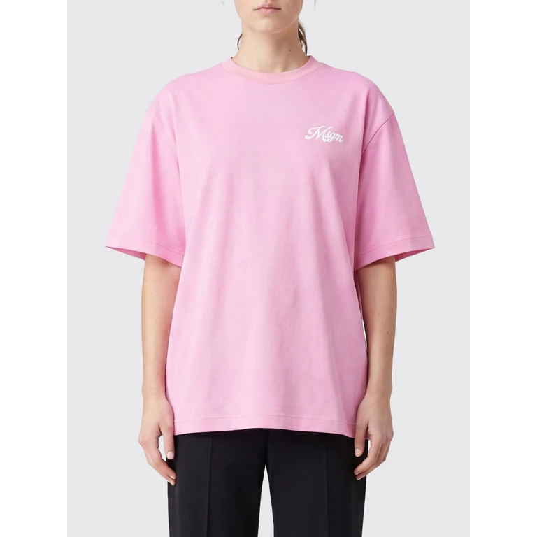 MSGM Relaxed Fit Cotton T-shirt with Contrasting Logo (4041MDM11326712612)