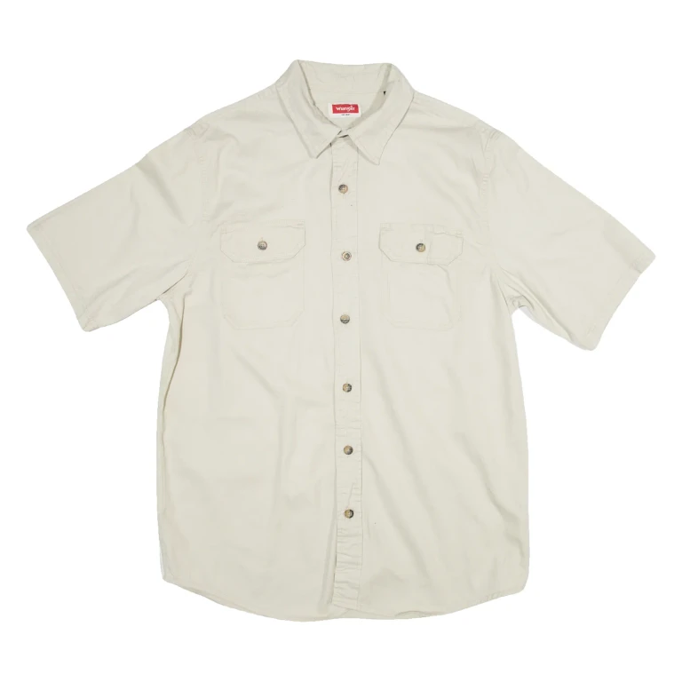 WRANGLER Mens Plain Shirt Beige 90s M