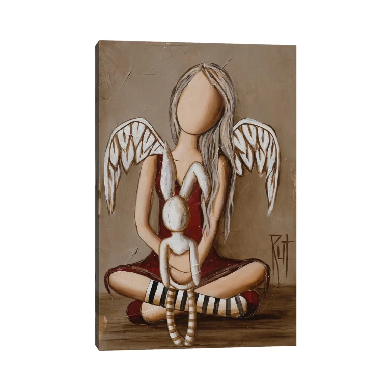Angel Holding Rabbit by Ruth's Angels - Canvas Gallery Wrap
