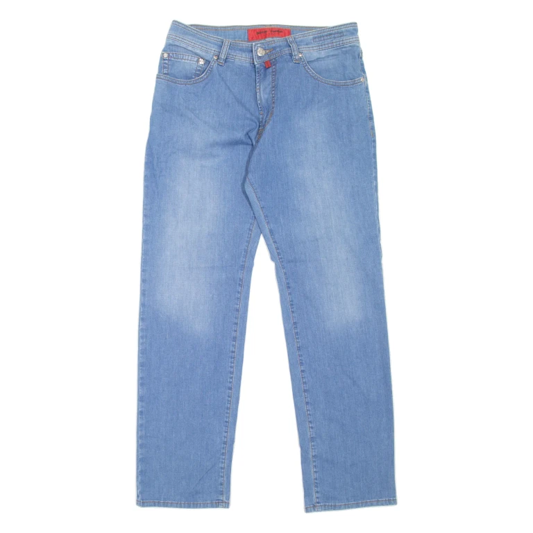 PIERRE CARDIN Deauville Mens Jeans Blue Regular Tapered Stone Wash W30 L30