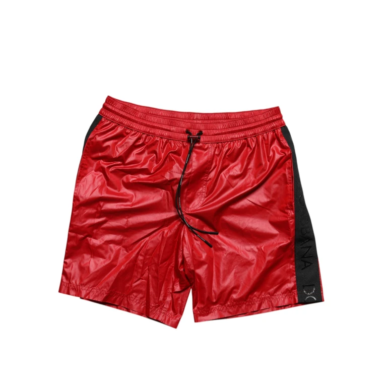 Dolce & Gabbana Red Polyester Beachwear Shorts 2pc Swimwear Black And - Men