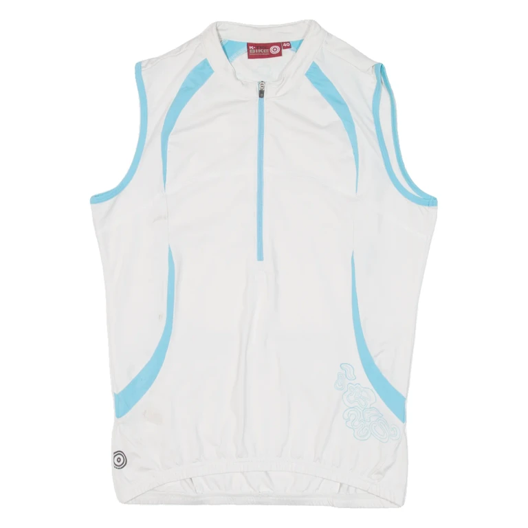 TEC BIKE Cycling Womens Jersey White Sleeveless 1/2 Zip M