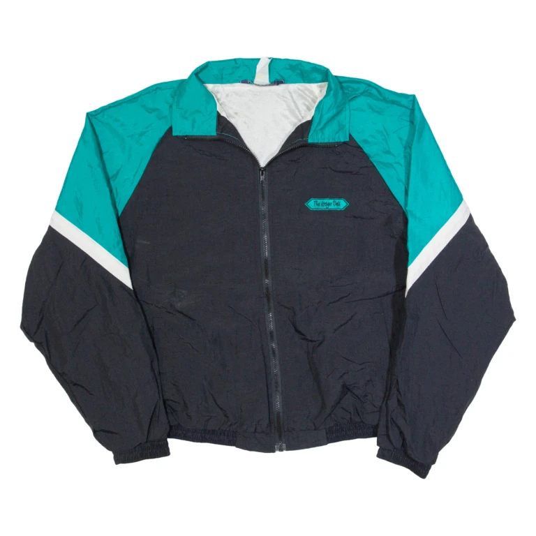 HILTON Mens Shell Jacket Black 90s Colourblock XL