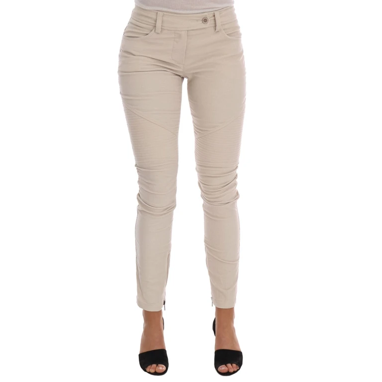 Ermanno Scervino Beige Slim Jeans Corduroy Skinny Pants Cotton - Women