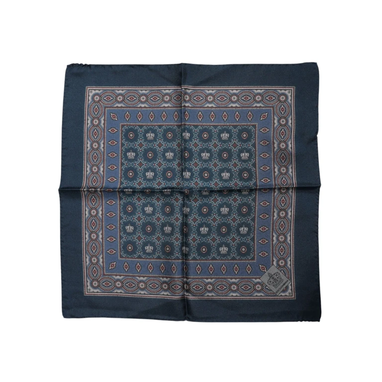 Dolce & Gabbana Blue Printed Silk Square Men Foulard Scarf - Men