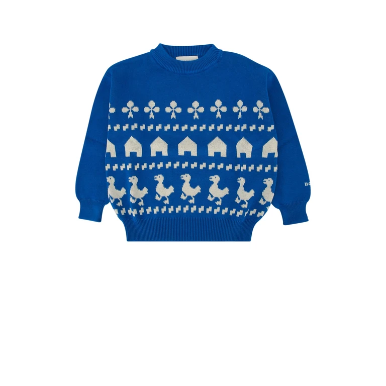 Bobo Choses Farm Jacquard Jumper Blue Cotton Tute
