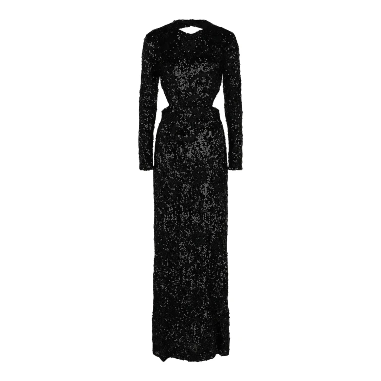 Embroidered Sequin Gown With Cutout Detail