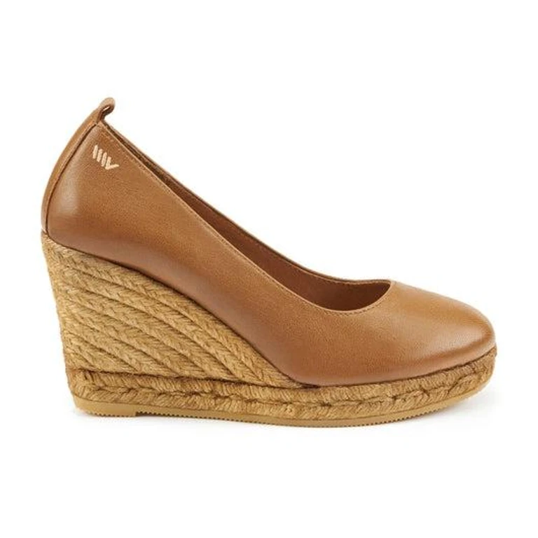 Marquesa Leather Espadrille Wedge Pumps
