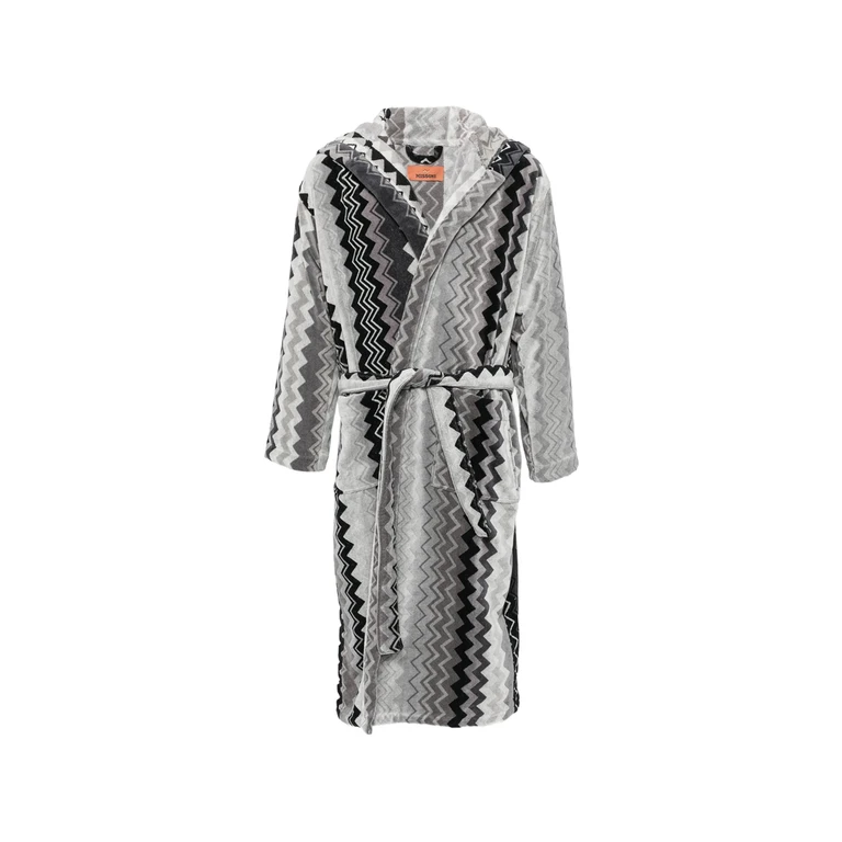 Zigzag-print Hooded Dressing Gown