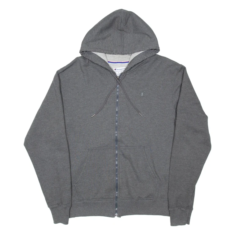 CHAMPION Mens Grey Hoodie Full Zip M