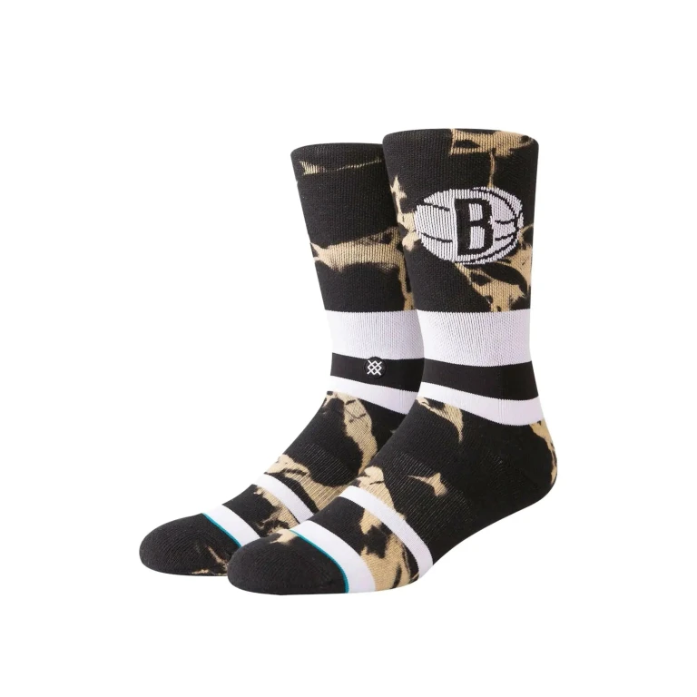 Casual NBA Brooklyn Nets Acid Wash Men Crew Socks Black