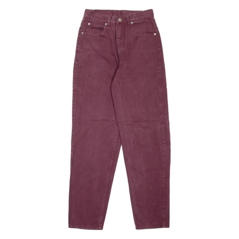 TEDDY'S Womens Jeans Maroon Regular Mom W24 L29