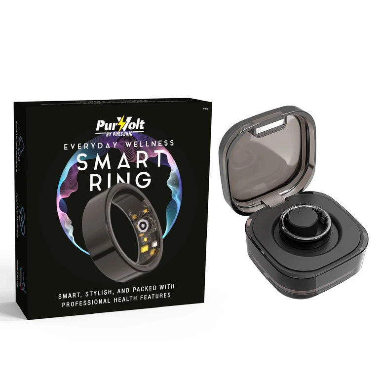 Everyday Wellness Smart Ring - Sleek Health & Sleep Tracker with Magnetic Charging Base