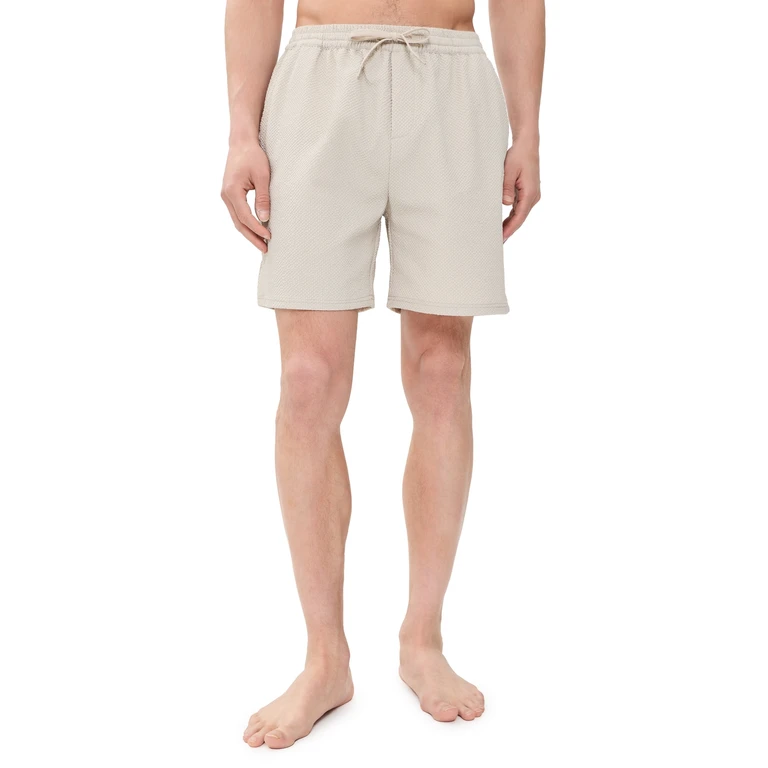 Les Deux Seersucker Swim Shorts 6 Light Sand M