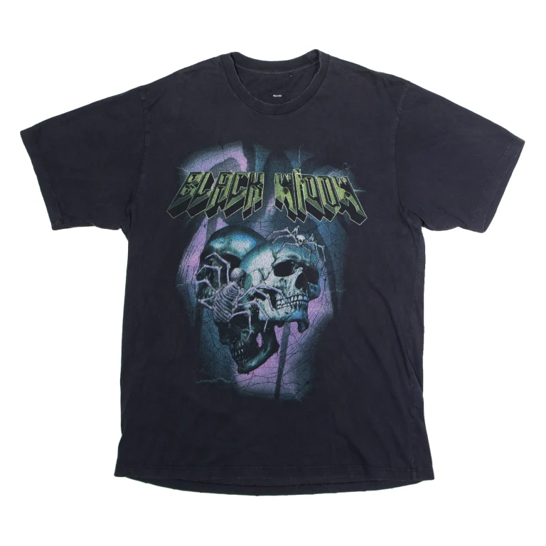 Black Widow Relaxed Mens T-Shirt Black Crew Neck M