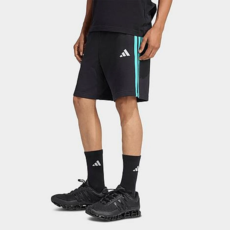 Men's Mercedes-AMG Petronas F1 Team DNA 9" French Terry Shorts in Black/Semi Mint Rush Size: XS