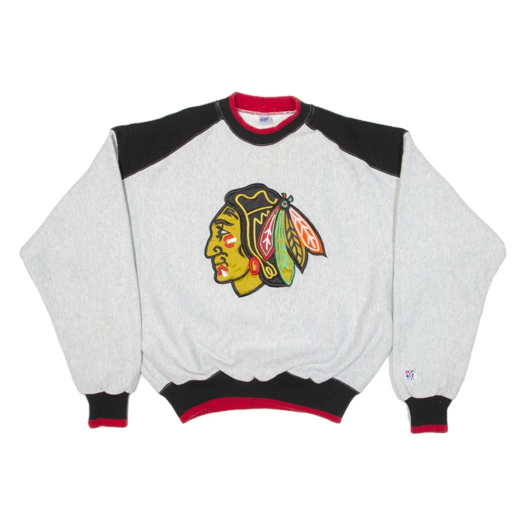 THE GAME NHL Chicago Blackhawks Mens Sweatshirt Grey 90s USA L