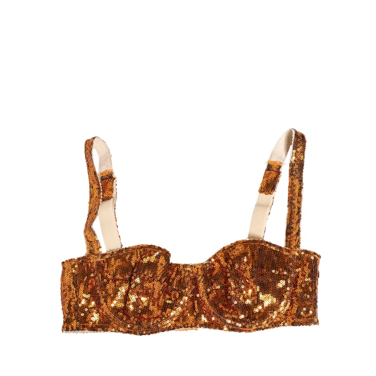 Dolce & Gabbana Gold Sequined Nyon Balconnet Bra Underwear Nylon Clothing - Women