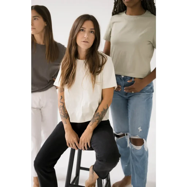Mom Crop in Bone White