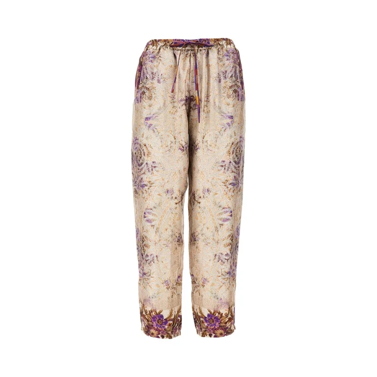 PIERRE LOUIS MASCIA Printed silk twill pants Woman S (30839)