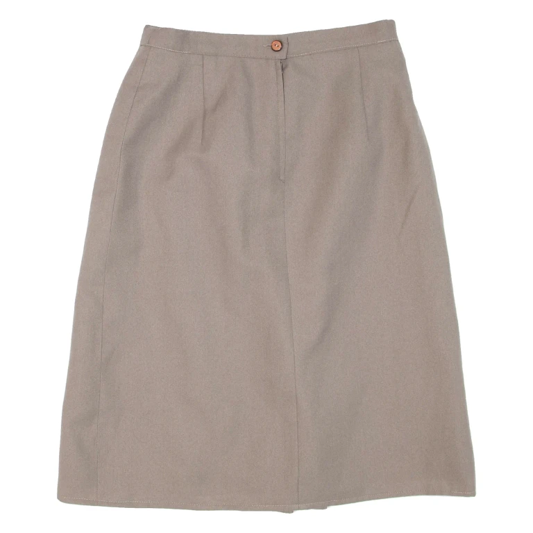 Womens Pleated Skirt Beige Knee Length Wool S