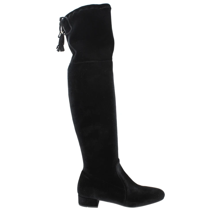 Black Velvet Over The Knee Shoe - Women