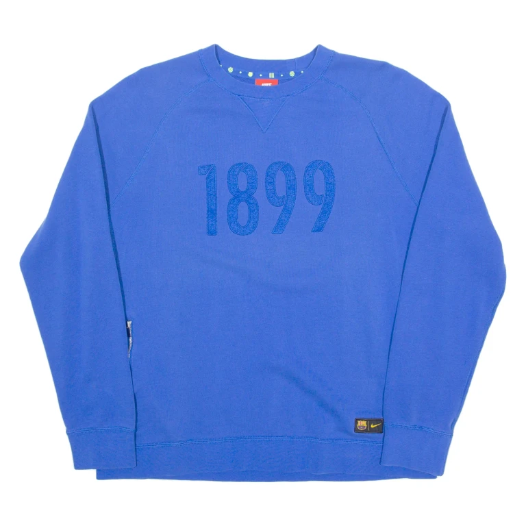 NIKE Barcelona FC Womens Sweatshirt Blue Crew Neck L