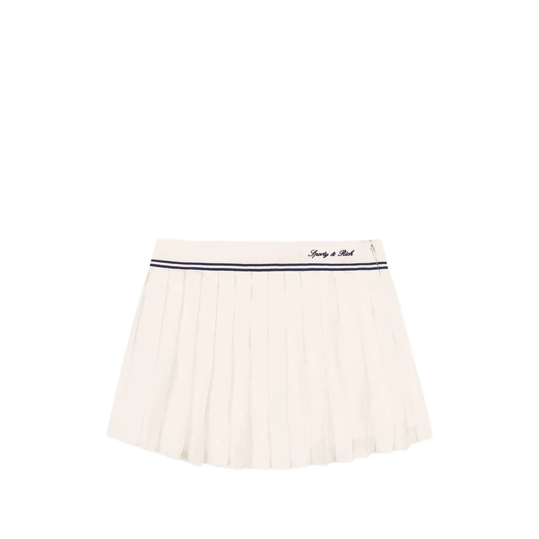 SPORTY & RICH Pleated Tennis Mini Skirt with Contrasting Embroidered Logo (SK01275326BL1063902)