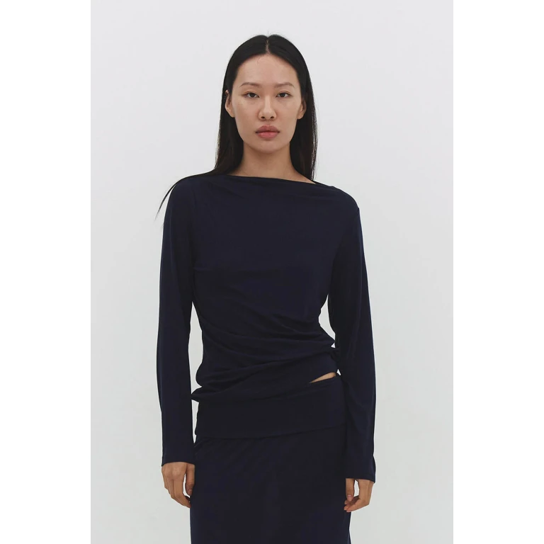Narae Long Sleeve Top in Navy