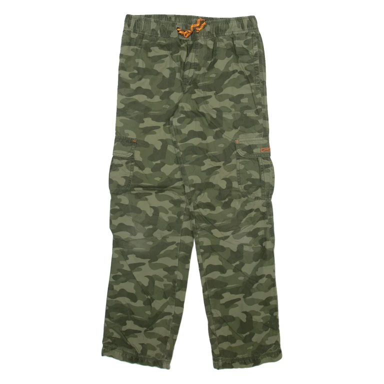 Camo Cargo Mens Trousers Green Regular Straight W28 L28