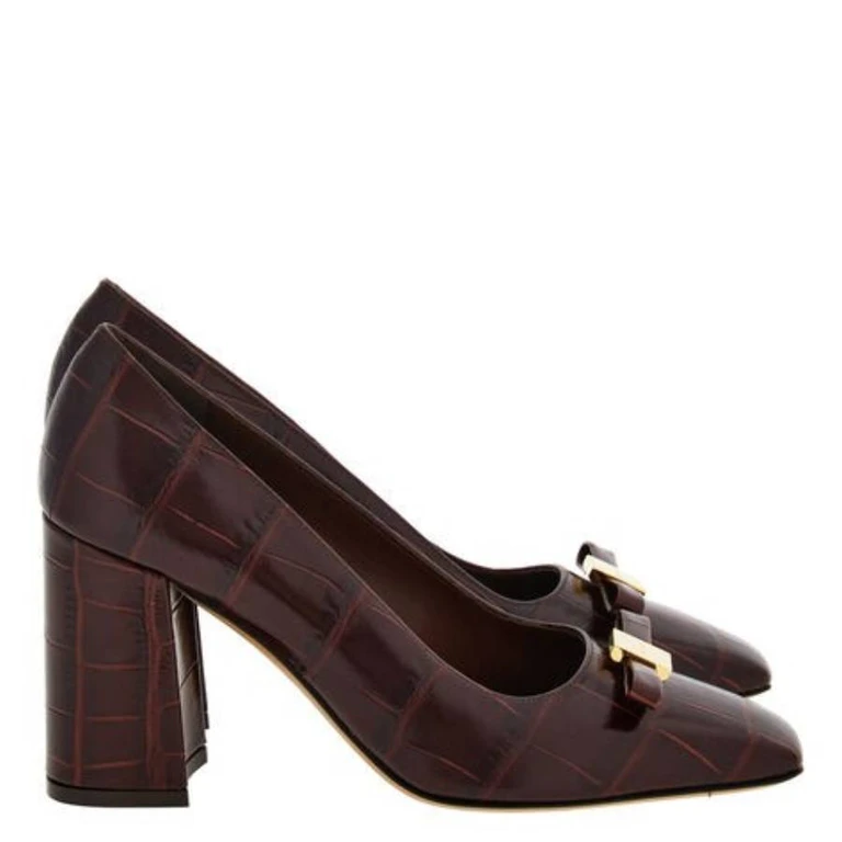 Ferragamo Myra Bow Block Heel Pumps, Size 7 C