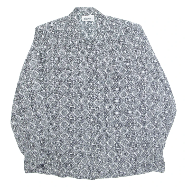 XTROVERT Womens Printed Shirt Black Collared Long Sleeve Geometric M