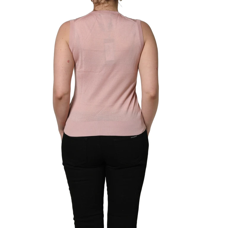 Dolce & Gabbana Pink Sleeveless Cashmere Knitted Tank Top Silk - Women