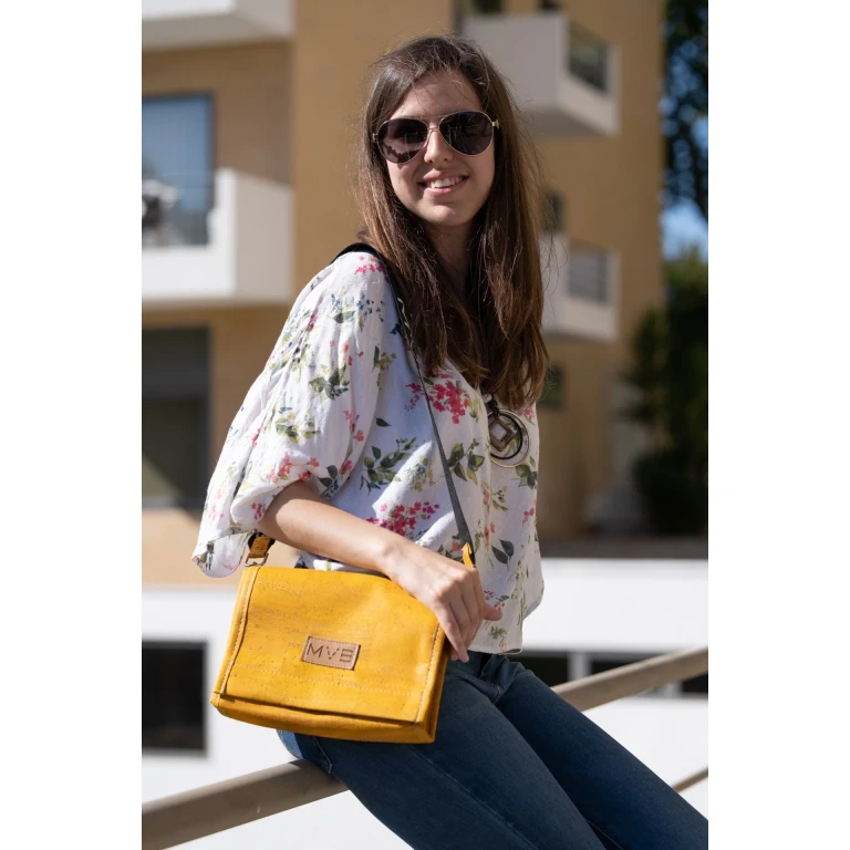 Night Vegan Crossbody Bag yellow cork