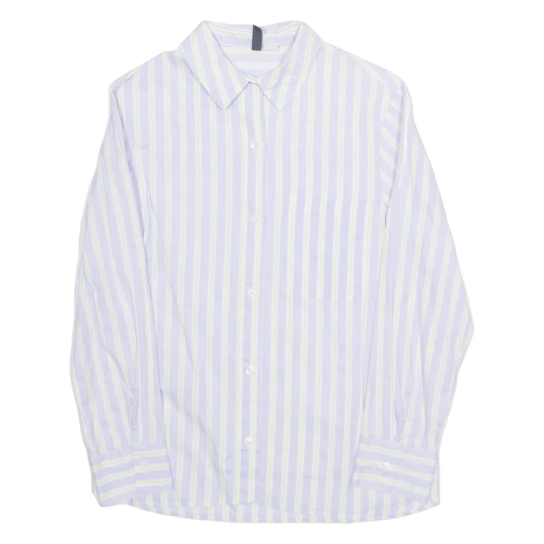 DIVIDED H&M Womens Printed Shirt Purple Collared Long Sleeve Striped XXS