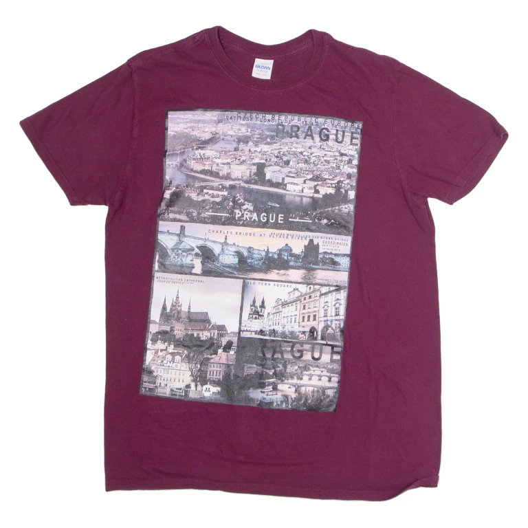 GILDAN Prague Mens T-Shirt Maroon M