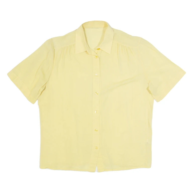 Womens Plain Shirt Yellow 90s M