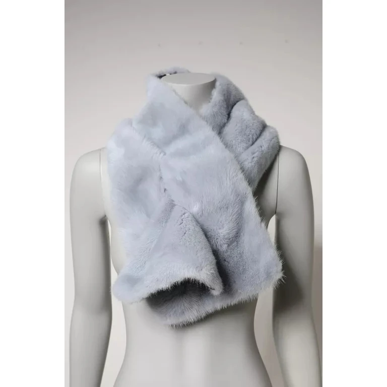 Dolce & Gabbana Powder Blue Mink Fur Neck Warmer Scarf Light - Women