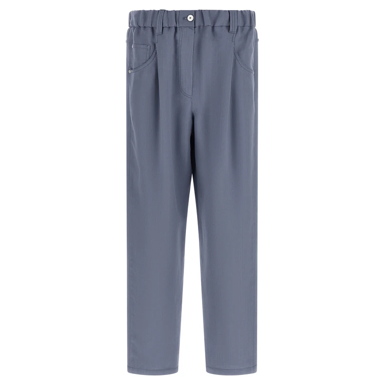 Brunello Cucinelli Blue Viscose Casual Pants - Women