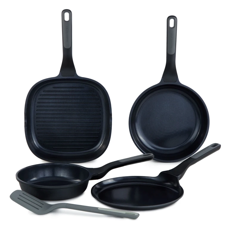 Leo Stone+ 5pc Nonstick Ceramic Specialty Pan Set with Turner, Recycled