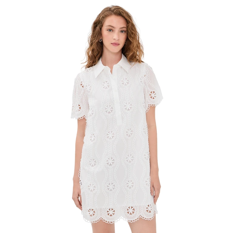 English Factory Collared Shirt Mini Dress White S