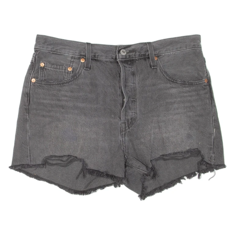 LEVI'S 501 BIG E Cut-Off Womens Denim Shorts Grey M W32