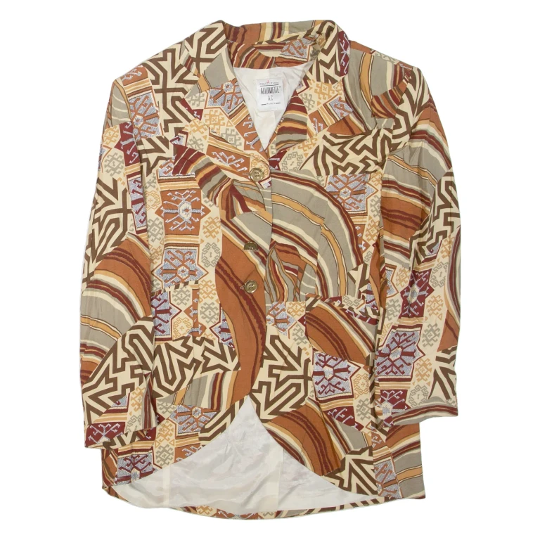 ALLUMETTE COLLECTION Womens Blazer Jacket Brown Crazy Pattern M