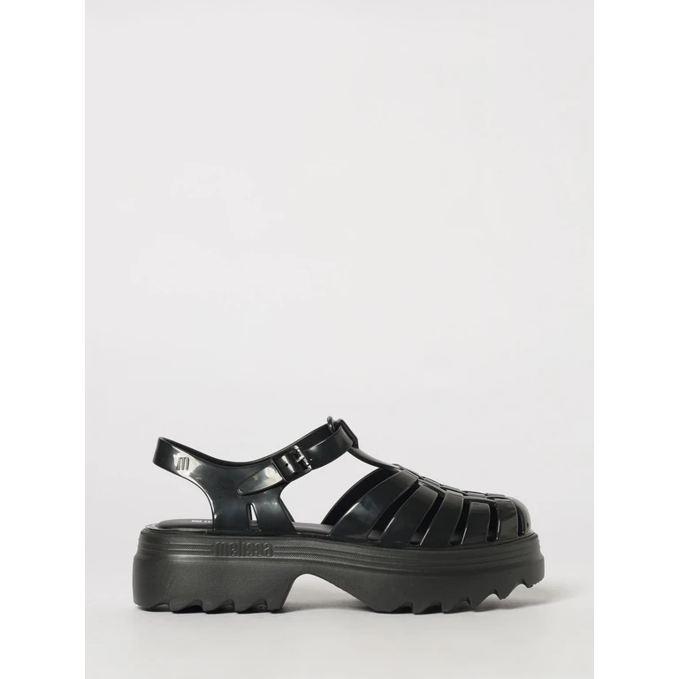 Possession II Platform PVC Sandals with Medium Heel (35818BG449BLACK)