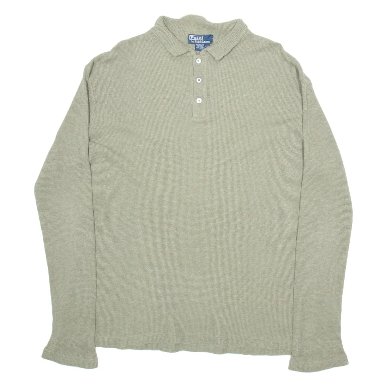 POLO RALPH LAUREN Mens Jumper Green Collared Waffle Knit XL