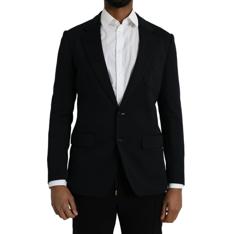 Dolce & Gabbana Black Wool Notch Single Breasted Coat Blazer Virgin Nylon Clothing - Men