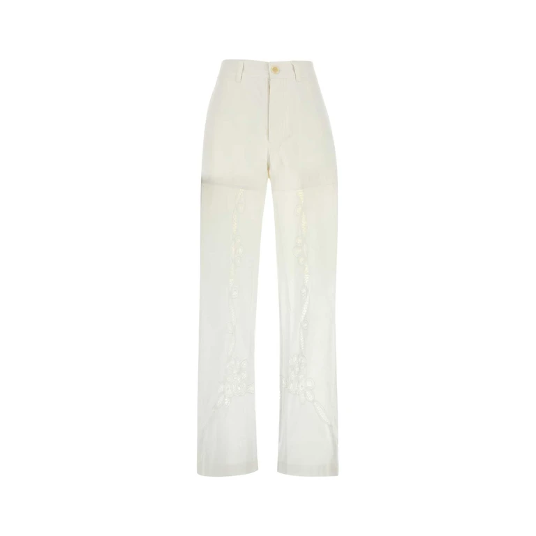 Marine Serre White Cotton Pant Exterior: Pantaloni - Women