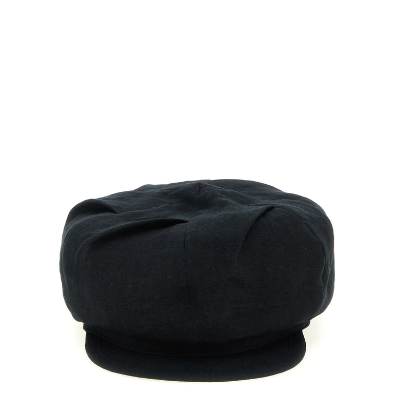 Black Linen Fatcap Hat - Men
