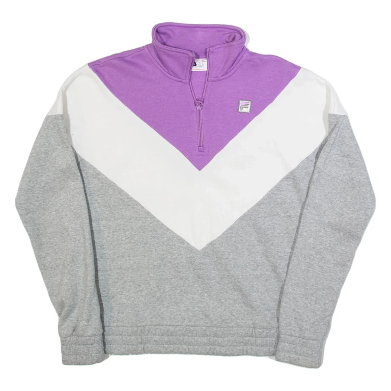 FILA Womens Sweatshirt Grey 1/4 Zip S