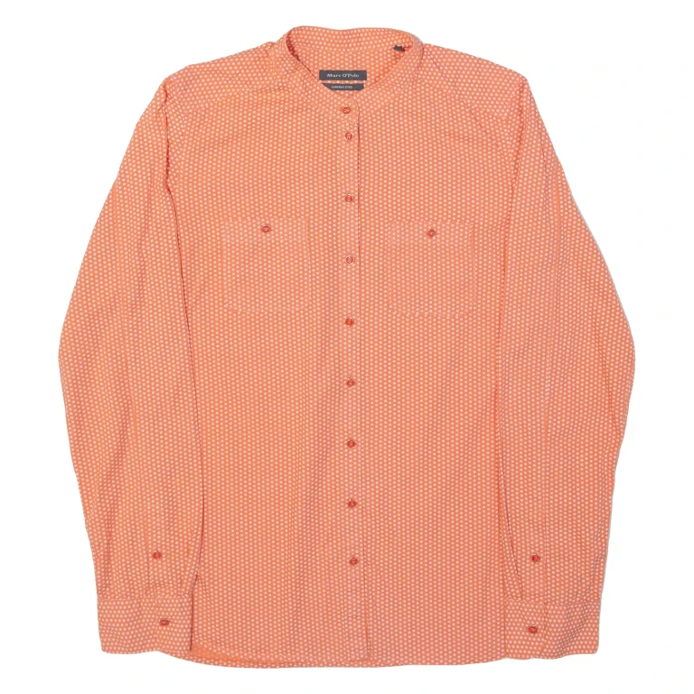 MARC O'POLO Womens Shirt Orange Polka Dot Long Sleeve S